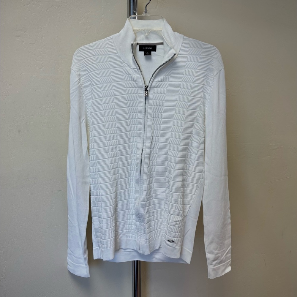 Men's Small Alfani White Quilted Zip-Up Jacket